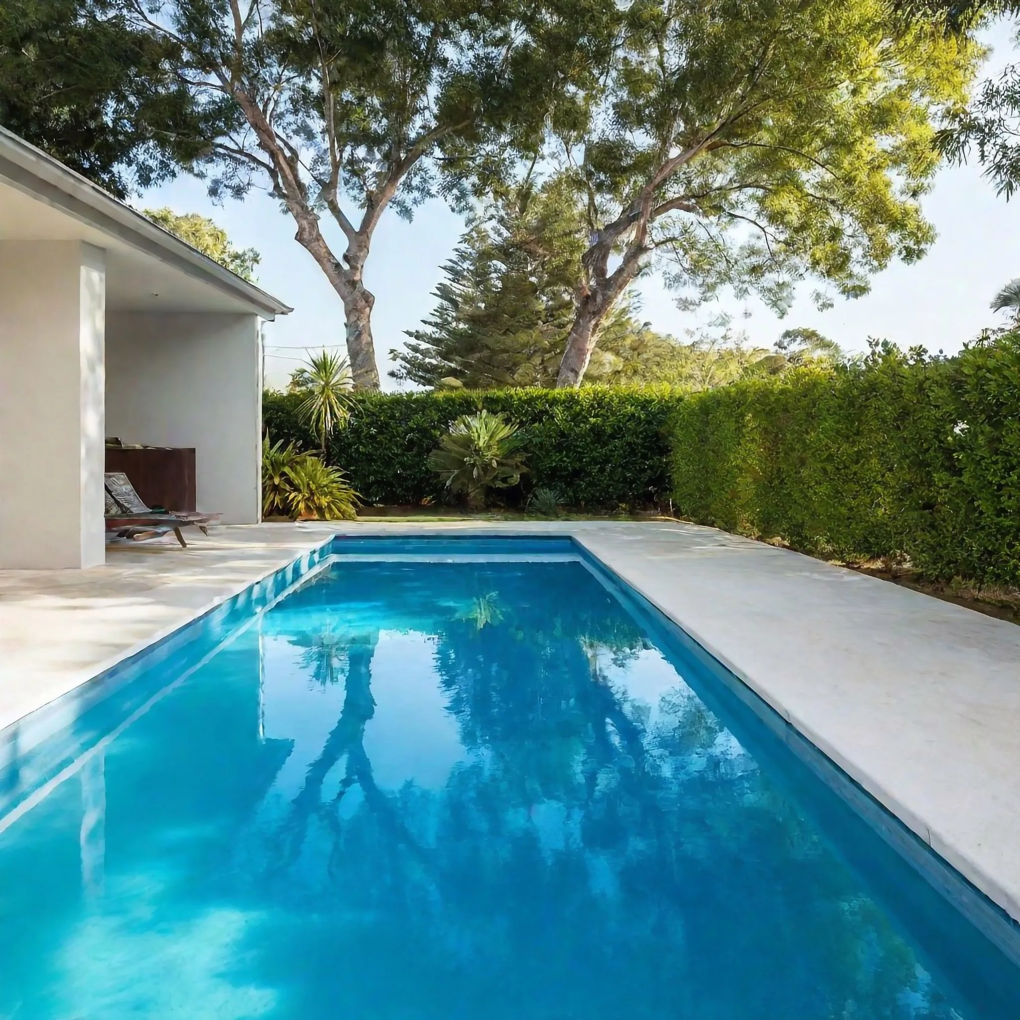 Concrete surround finished around a backyard pool