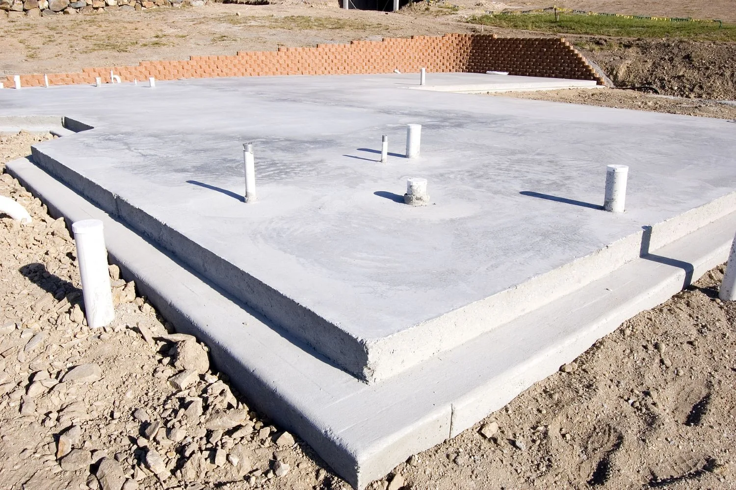 Flat, level concrete slab poured for a garage